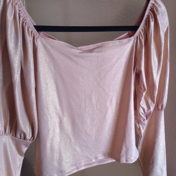 Sale! NWT Missguided Blush Shimmer Sweetheart Neck Milkmaid Top US 6 - Picture 9 of 9